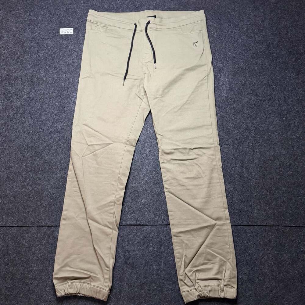 Androgynous Fox Jogger Pants Size L Khaki Twill Drawstring